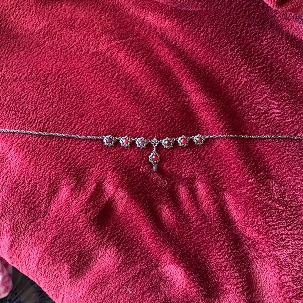Vintage inspired Ruby and red Gem necklace